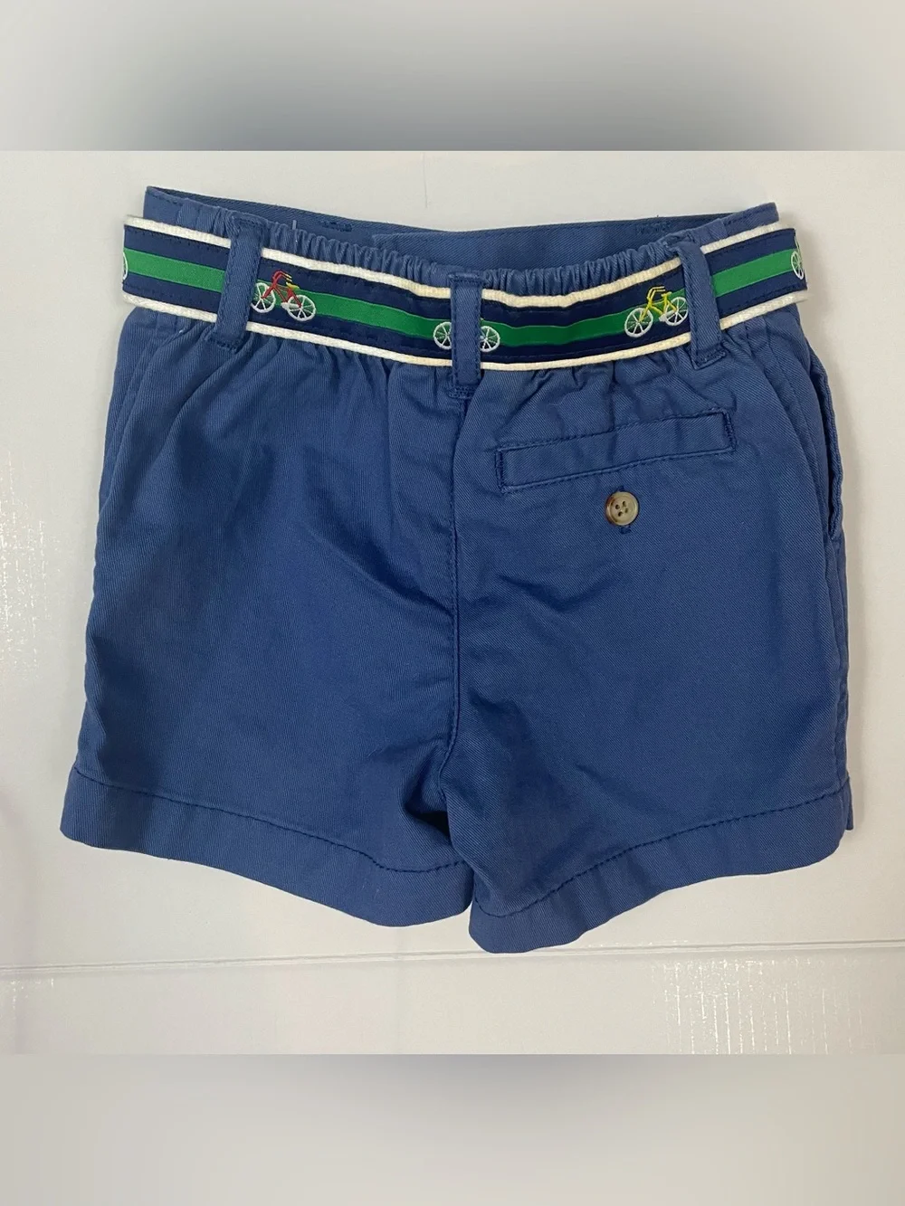 Ralph Lauren Navy Cotton High-Waist Shorts with Bicycle Belt Baby Kids Size 6m